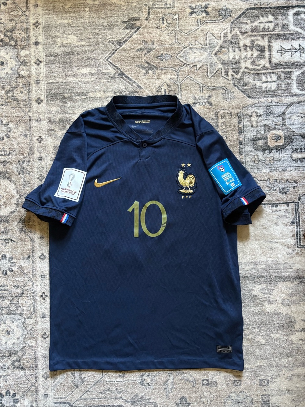 Nike Kylian Mbappe #10 World Cup France 2022 Jersey Blue size L